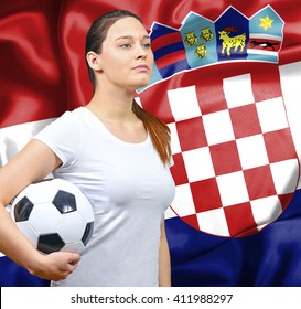 Proud woman football fan of Croatia - Powered by Shutterstock