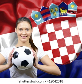 Proud woman football fan of Croatia - Powered by Shutterstock