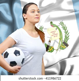 Proud woman football fan of Guatemala - Powered by Shutterstock