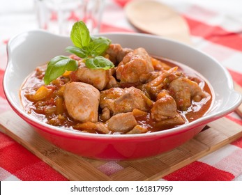 Provencal Chicken Stew With Pepper Ant Tomato, Selective Focus 