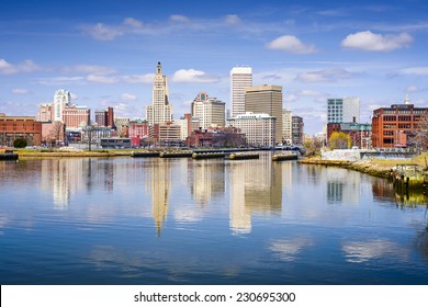 Providence, Rhode Island City Skyline On The River.