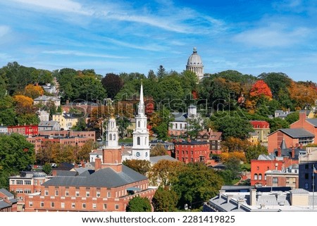 Providence, Rhode Island, USA historic New England architecture with early autumn foliage.