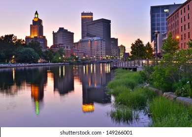 Providence Skyline And River, Rhode Island, USA