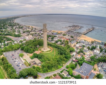 Province Town, Mass Seen From Above By An Aerial Drone In Summer