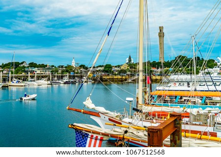 Provincetown Marina and Pilgrim Monument, Provincetown MA US