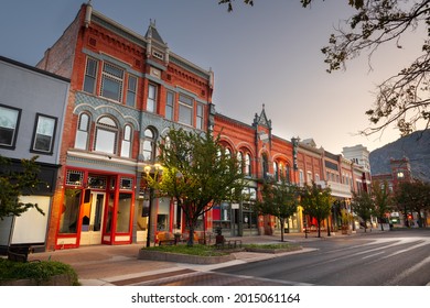 Provo, Utah, USA downtown on Center Street at dusk. - Shutterstock ID 2015061164