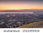 Provo, Utah, USA view of downtown from above during an autumn dusk.