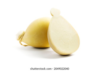 Provola Sfoglia A Pasta Filata, Stretched Curd Cheese Provola Isolated On White Background