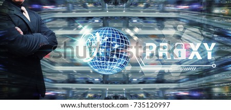 Proxy bypass for network security computer : Programmer access the proxy bypass gate way in data center to the digital world : Elements of this image furnished by NASA