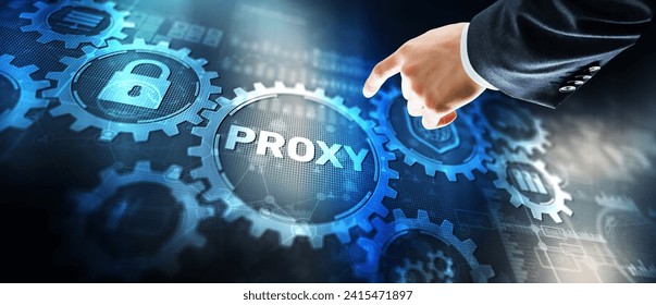 Proxy server. Internet Cyber security network concept on virtual screen