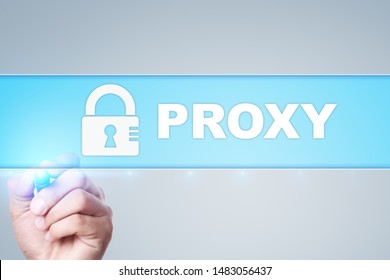 Proxy, VPN, Secure internet connection concept on virtual screen.