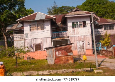 PRRT BLAIR, INDIA 15 FEBRUARY 2016 : Residential Houses Damaged By 2004 Indian Ocean Earthquake And Tsunami, Port Blair, Andaman And Nicobar Islands, India, Asia.