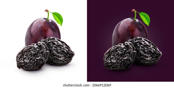 Prunes isolated on white background 