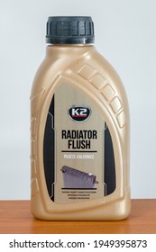 Pruszcz Gdanski, Poland - April 3, 2021: K2 Radiator Flush. Fluid For Remove Sediments And Impurities In Car Cooling System.