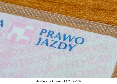 Pruszcz Gdanski, Poland - December 31, 2018: Prawo Jazdy Inscription On Polish Driving Licence.