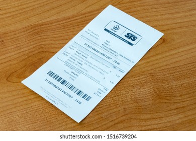 Pruszcz Gdanski, Poland - July 5, 2019: STS Betting Receipt. Esports Betting.