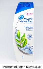 Pruszcz Gdanski, Poland - March 7, 2019: Head & Shoulders Anit-dandruff Shampoo. Refreshing Tea Tree Cleanses & Purifies.