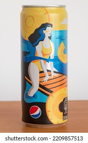 Pruszcz Gdanski, Poland - September 26, 2022: Can Of Pepsi Summer Flavour Pineapple.