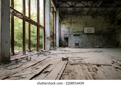 Prypiat Empty Gymnasium In The Chernobyl Exclusion Zone, Ukraine