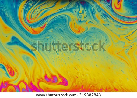 Psychedelic abstract background made from soap bubble reflecting light
