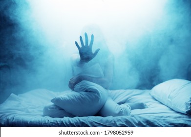 Psycho Woman Show Hand Bed Psychedelic Stock Photo 1798052959 ...