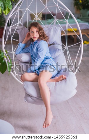 Similar – happy child girl playing at home in cozy weekend morning