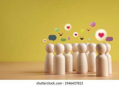 Psychology Personality Concept. Extrovert Person. person who Happy and Enjoy by Talking, Interaction, Party Often. presenting by wooden peg dolls - Shutterstock ID 1946437813