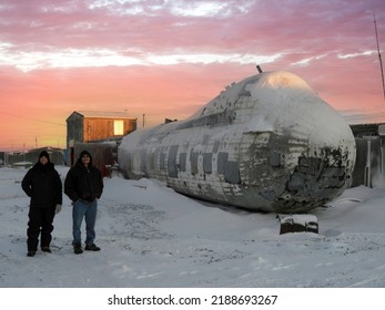 Pt Hope, Alaska - 7-31-2010:  Remains Of A Commercial Airliner That Crash Landed Near Pt Hope Alsaka. Native People Living In It.