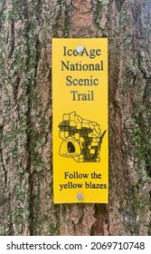 Ptoawatomi, Wisconsin,August, 10,2021  Ice Age National Scenic Trail Yellow Blaze Marker