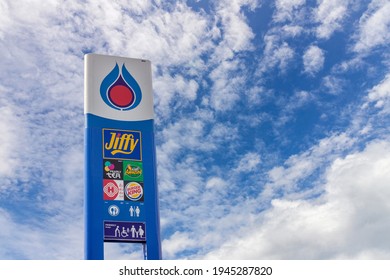 PTT Station is the most popular in Thailand. Because in addition to providing oil There are also Jiffy convenience stores, coffee Amazon Cafe and Burger King shop Nonthaburi,Thailand-March 28, 2021