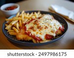 pub menu chicken schnitzel parmigiana and chips fries
