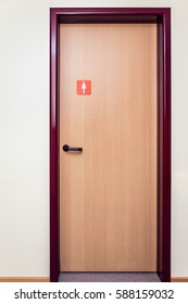 Public Bathroom Door With Sign For Women