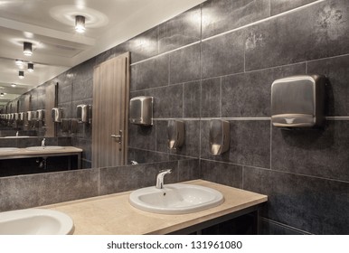 \public Bathroom In Gray Colors