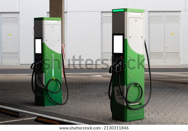 Public charging station for\
charging the battery of modern electric vehicles with\
mockup	
