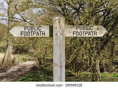 Public Footpath Sign Pointing Left Right Stock Photo 189909128 ...