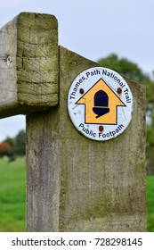 Public Footpath Sign For The Thames Path National Trail, England