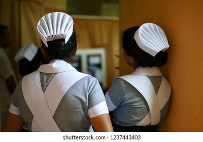 Public Health Sector Nurses In Their Uniforms - The National Hospital, Colombo, Sri Lanka