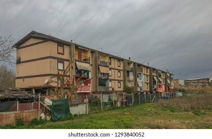 Public Housing Declared Unusable And Occupied Illegally In The Nineties. Rosarno, Calabria, Italy.