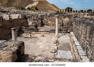 A public latrine, Remains of an Ancient City of Beit She'an. Beit She'an National Park in Israel