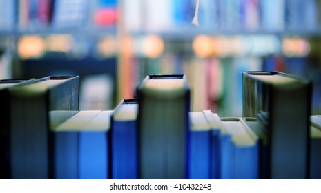 Public Library Bookshelf Seen From Inside