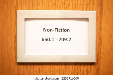 Public library non-fiction aisle label