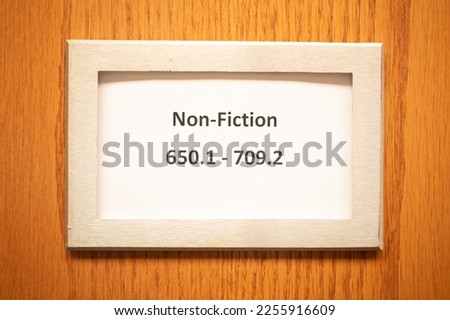 Public library non-fiction aisle label