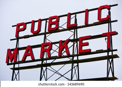 Public Market Sign At Seattle Fish Markets