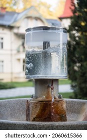 Public natural healing mineral water, spring with mineralized water in spa town Luhacovice, Czech Republic - Shutterstock ID 2060615366