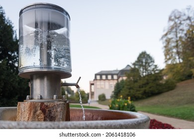 Public natural healing mineral water, spring with mineralized water in spa town Luhacovice, Czech Republic - Shutterstock ID 2061418106