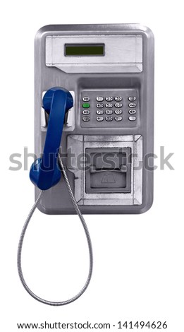 Public pay telephone isolated on white. Clipping path included.