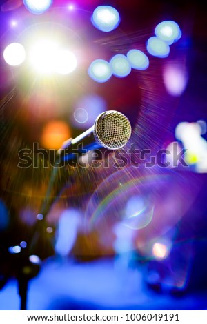 Similar – Image, Stock Photo The microphone on stage before the artist performance