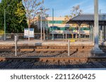 Public rail station platform in Gresham Oregon state. 