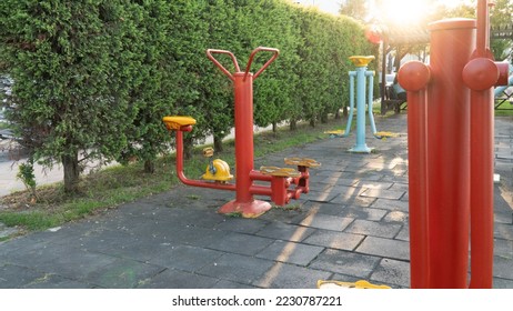 Public recreational areas in the cities of Turkey. Exercise tools in streets. Smart city concept idea. Sportive activity fields. - Shutterstock ID 2230787221