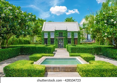 public restaurant covered by green grass in modern style .Beautiful reataurant covered by ivy and garden . - Powered by Shutterstock